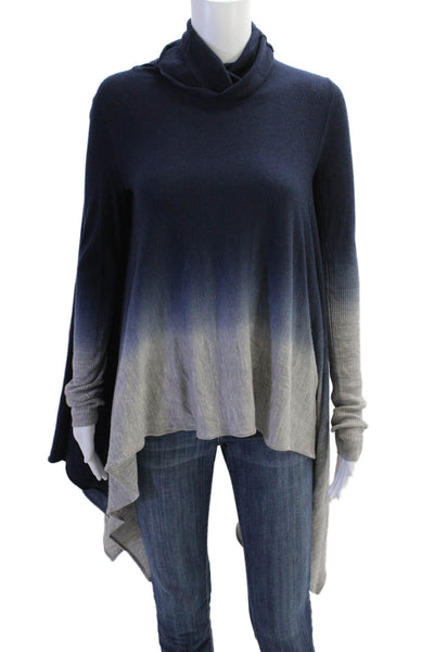 BCBGMAXAZRIA Womens Wool Ombre Long Sleeve Turtleneck Sweater Top Navy Size S