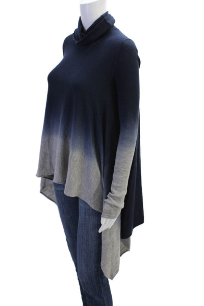 BCBGMAXAZRIA Womens Wool Ombre Long Sleeve Turtleneck Sweater Top Navy Size S