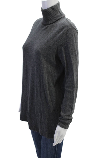 525 America Womens Cotton Blend High Neck Open Back Sweater Top Gray Size S