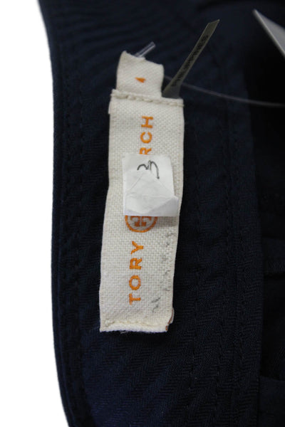 Tory Burch Womens Cotton Blend 3 Pocket Mid-Rise Straight Leg Pants Navy Size 4