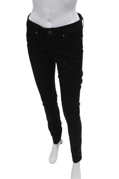 Paige Womens Cotton Denim Two Pocket Mid-Rise Skinny Jeans Black Size 28