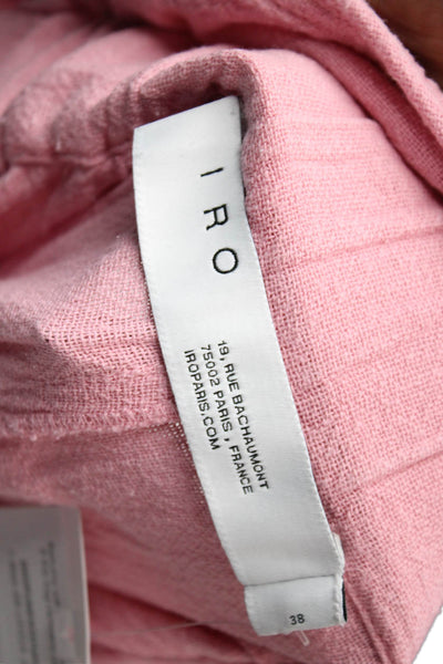IRO Womens Cotton Belted Four Pocket High-Rise Tapered Pants Pink Size 38