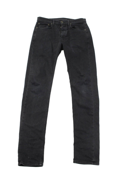 Rag & Bone Mens Cotton Buttoned Slim Fit Denim Jeans Solid Black Size 30