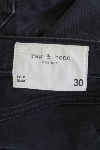 Rag & Bone Mens Cotton Buttoned Slim Fit Denim Jeans Solid Black Size 30