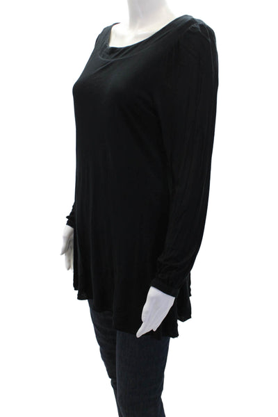 Velvet Womens Stretch Long Sleeve Round Neck Pullover Blouse Black Size M