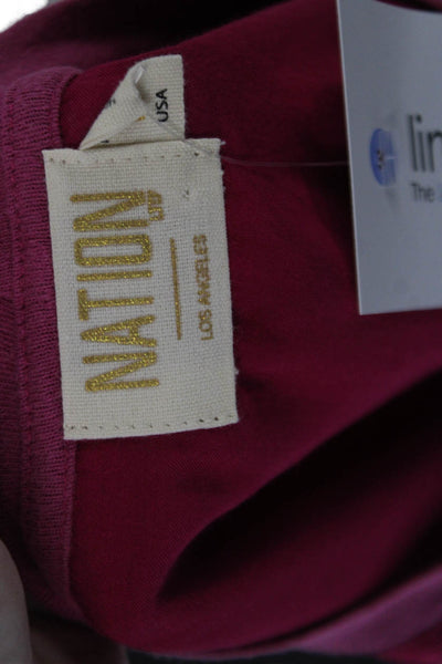 Nation LTD Womens Short Sleeve Round Neck Basic Blouse Top Pink Size M