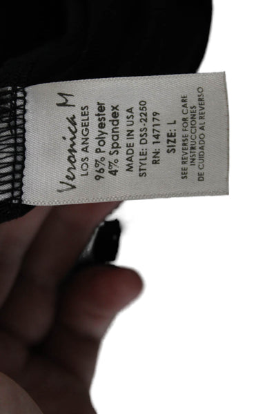 Veronica M Womens Long Sleeve Scoop Neck Blouson Top Solid Black Size L