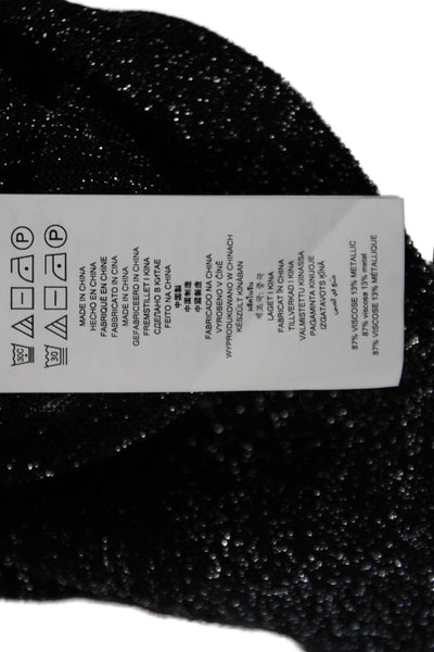 Michael Michael Kors Womens Metallic Long Sleeve Mesh Turtleneck Black Size S