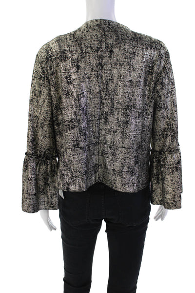 Veronica M Women's Bell Sleeves Round Neck Unlined Jacket Gold Size L