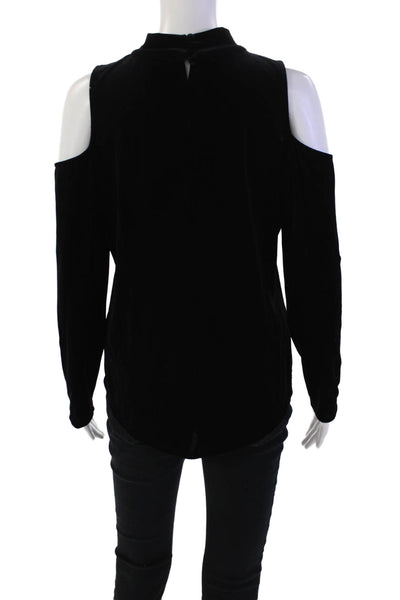 Veronica M Women's Mock Neck Long Sleeves Cold Shoulder Blouse Black Size L