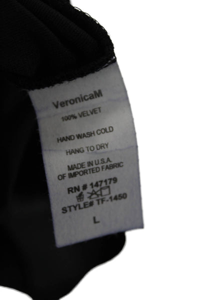 Veronica M Women's Mock Neck Long Sleeves Cold Shoulder Blouse Black Size L