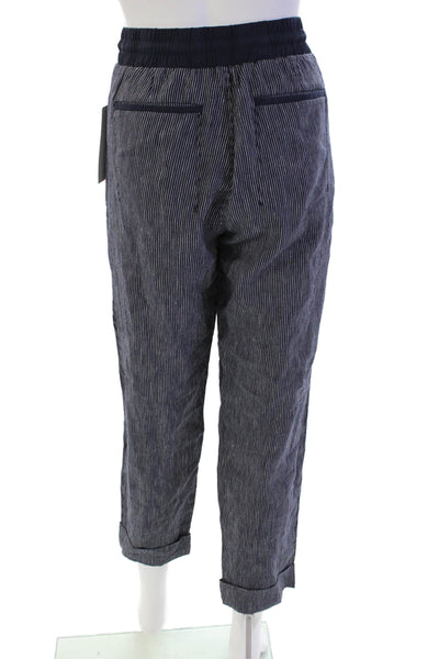 Athleta Women's Drawstring Waist Cuffed Hem Casual Pants Blue Striped Size 12