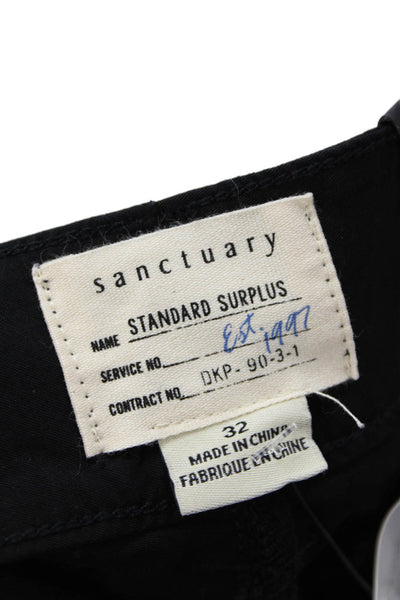 Sanctuary Women's Button Closure Tapered Leg Cargo Ankle Pants Black Size 32