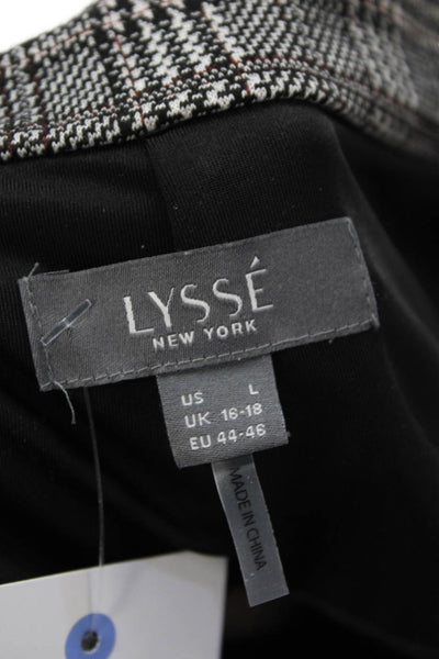 Lysse Women's Pull-On Flat Front Straight Leg Ankle Dress Pants Plaid Size L