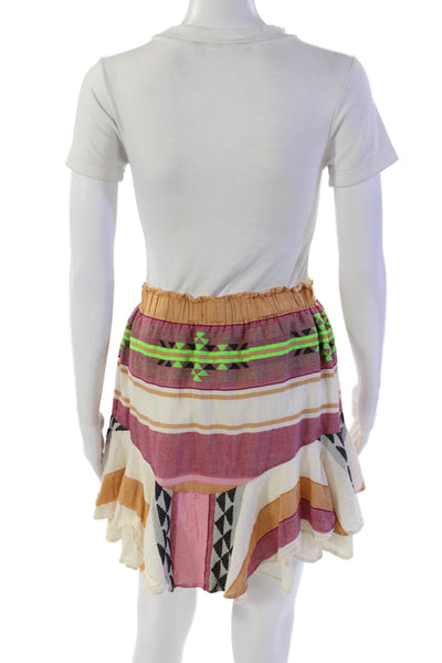 Devotion Womens Cotton Geometric Print Ruffled Hem Mini Skirt Multicolor Size S