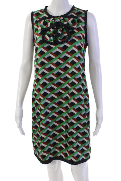 J Crew Womens Silk Geometric Print Pleated Detail Dress Multicolor Size 4