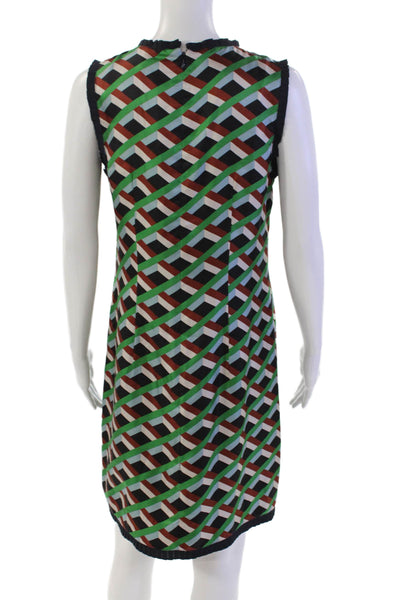 J Crew Womens Silk Geometric Print Pleated Detail Dress Multicolor Size 4