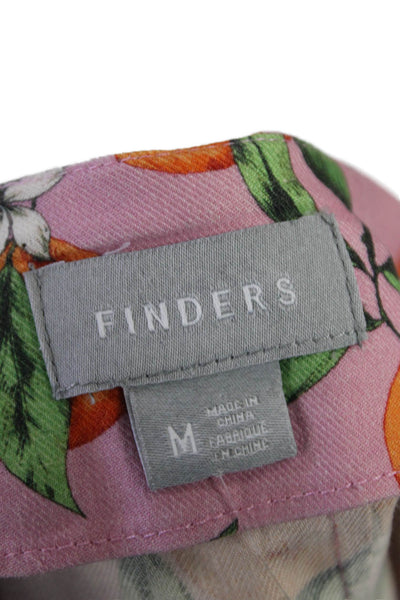 Finders Womens Orange Floral Print Zippered Ruffled Short Shorts Pink Size M