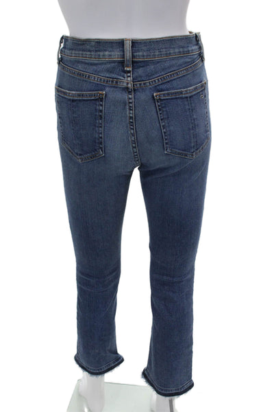 Rag & Bone Womens Cotton Skinny Straight Leg Fringe Hem Jeans Blue Size 27