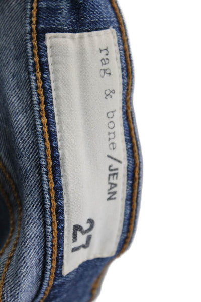 Rag & Bone Womens Cotton Skinny Straight Leg Fringe Hem Jeans Blue Size 27