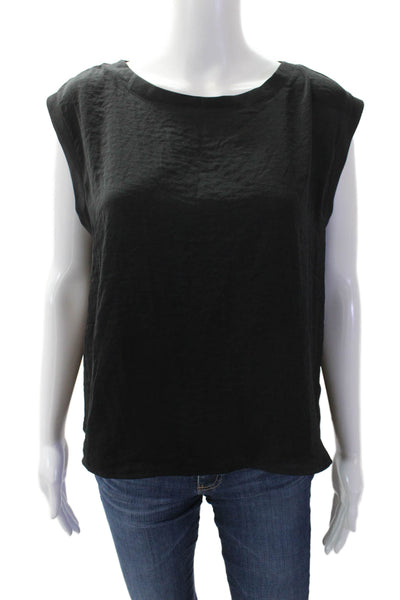 Calvin Klein Jeans Womens Scoop Neck Boxy Lightweight Tank Top Black Size Large
