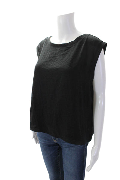 Calvin Klein Jeans Womens Scoop Neck Boxy Lightweight Tank Top Black Size Large
