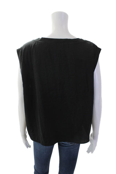Calvin Klein Jeans Womens Scoop Neck Boxy Lightweight Tank Top Black Size Large