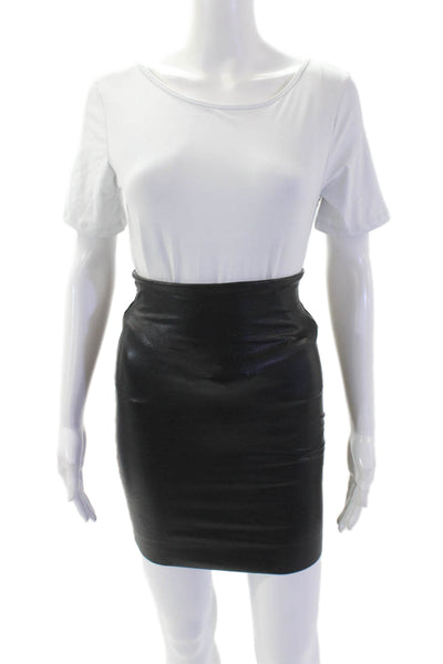 Commando Womens Stretch Vegan Leather Pull On Pencil Skort Black Size XS