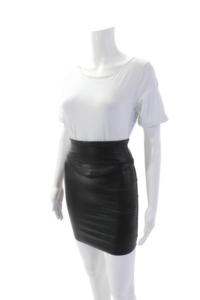 Commando Womens Stretch Vegan Leather Pull On Pencil Skort Black Size XS
