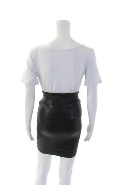 Commando Womens Stretch Vegan Leather Pull On Pencil Skort Black Size XS