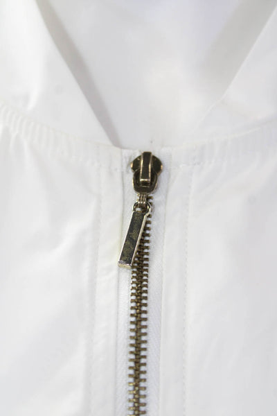 Sun Kim Womens Zip Front Mock Neck Sleeveless Vest Top White Size L