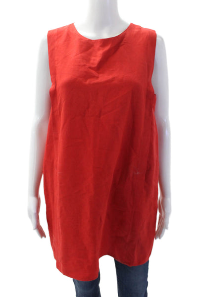 Zara Womens Textured Sleeveless Round Neck Lined Tunic Blouse Red Size M