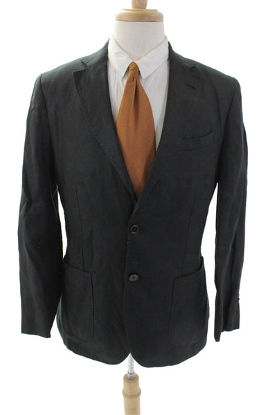 Massimo Dutti Womens Two Button Notched Lapel Blazer Jacket Black Size 40R