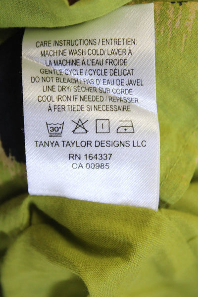 Tanya Taylor Womens Short Sleeve Scoop Neck Mini Dress Green Black Size XS