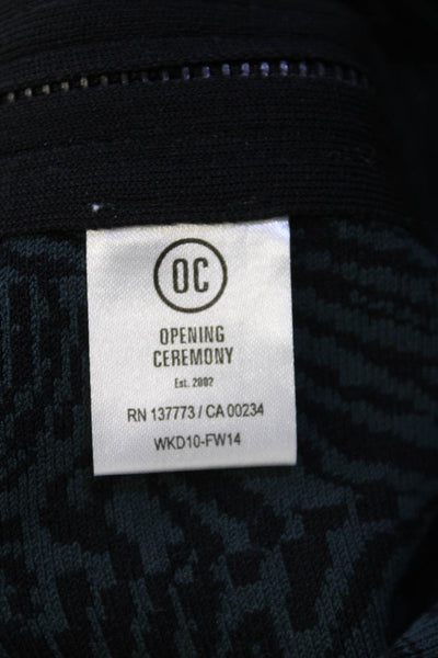 Opening Ceremony Womens Sleeveless Crew Neck Wavy Knit Dress Green Black Size XS
