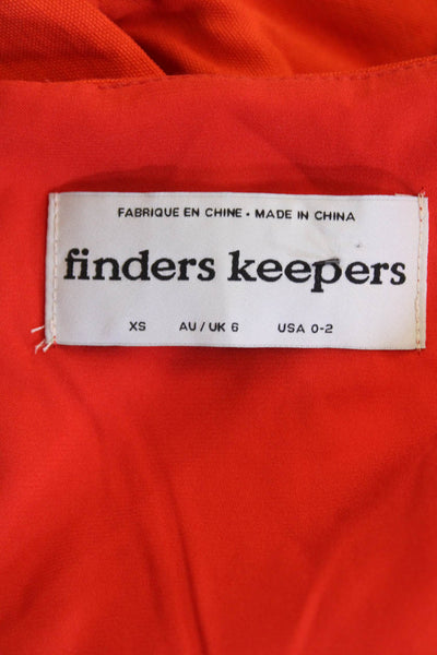 Finders Keepers Women's Puff Sleeves O-Ring Cropped Top Blouse Orange Size XS