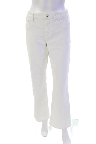 Joes Womens Cotton Pocketed Mid Rise Flared Leg Jeans Solid White Size 32