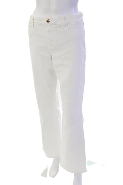 Joes Womens Cotton Pocketed Mid Rise Flared Leg Jeans Solid White Size 32
