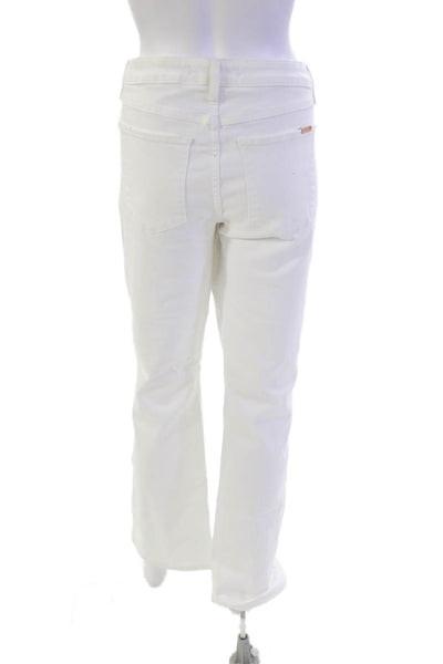 Joes Womens Cotton Pocketed Mid Rise Flared Leg Jeans Solid White Size 32