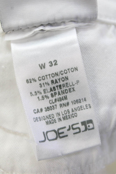 Joes Womens Cotton Pocketed Mid Rise Flared Leg Jeans Solid White Size 32