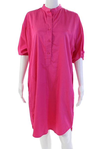 COS Womens Cotton V-neck Short Sleeve Button Casual Dress Pink Size 04