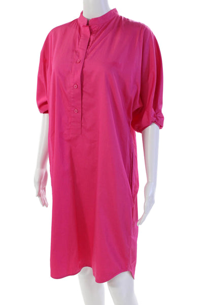 COS Womens Cotton V-neck Short Sleeve Button Casual Dress Pink Size 04