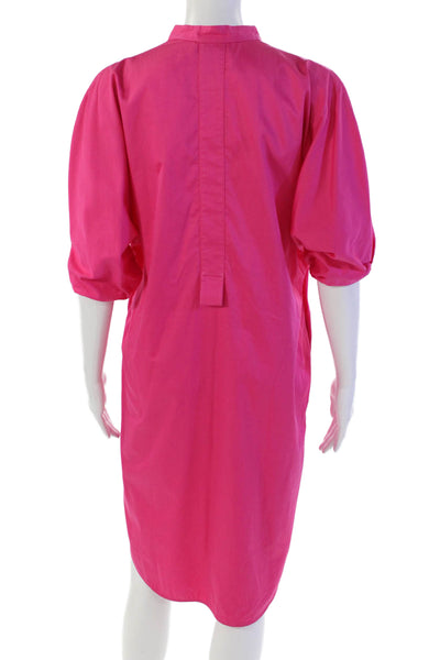 COS Womens Cotton V-neck Short Sleeve Button Casual Dress Pink Size 04
