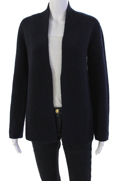 Calvin Klein Womens Wool Long Sleeve Open Front Cardigan Navy Size S