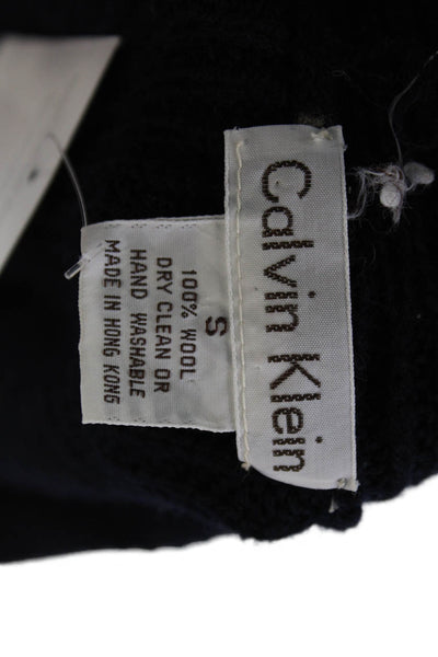Calvin Klein Womens Wool Long Sleeve Open Front Cardigan Navy Size S