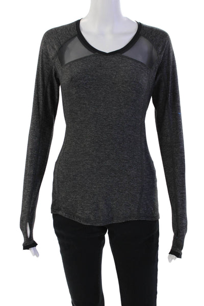 Lululemon Women's Round Neck Long Sleeves Fitted Workout Top Gray Size S