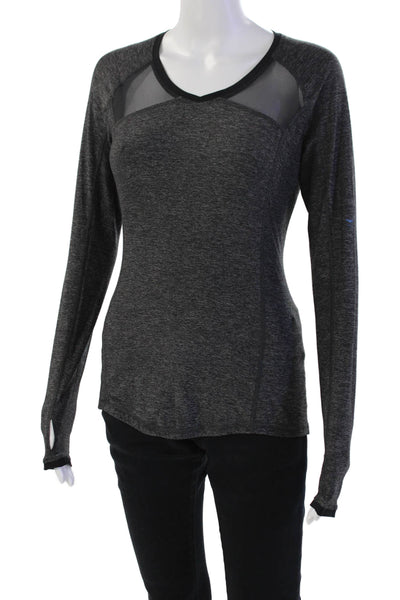 Lululemon Women's Round Neck Long Sleeves Fitted Workout Top Gray Size S