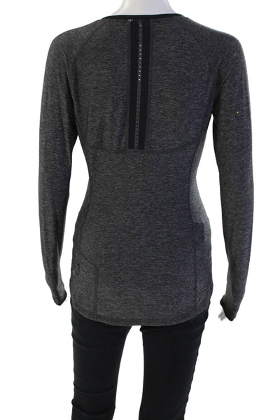 Lululemon Women's Round Neck Long Sleeves Fitted Workout Top Gray Size S