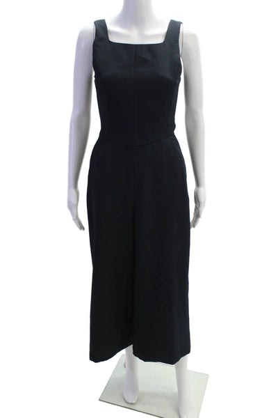 Wilfred Womens Sleeveless Scoop Neck Open Back Lined Jumpsuit Navy Size 4