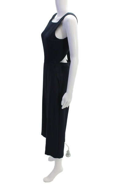 Wilfred Womens Sleeveless Scoop Neck Open Back Lined Jumpsuit Navy Size 4